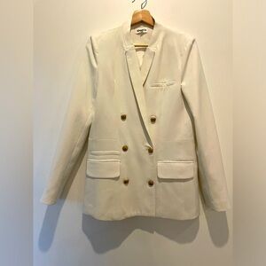 Revolve About Us White Tailored Blazer with Notched Lapels size S EUC